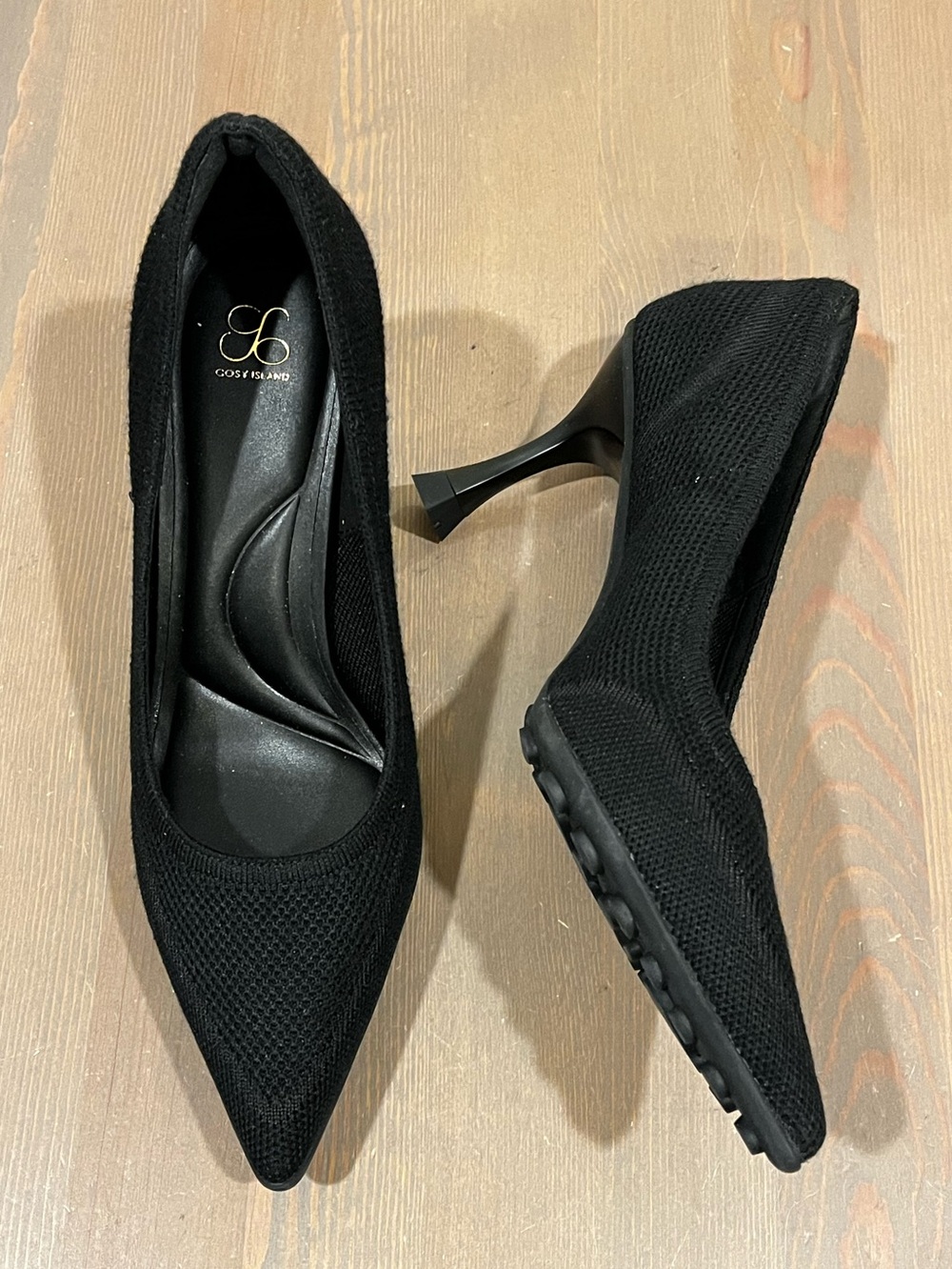 Cosy Island SoftBounce Stiletto Pumps Heel Black Knit Size 7.5 Pointed Toe